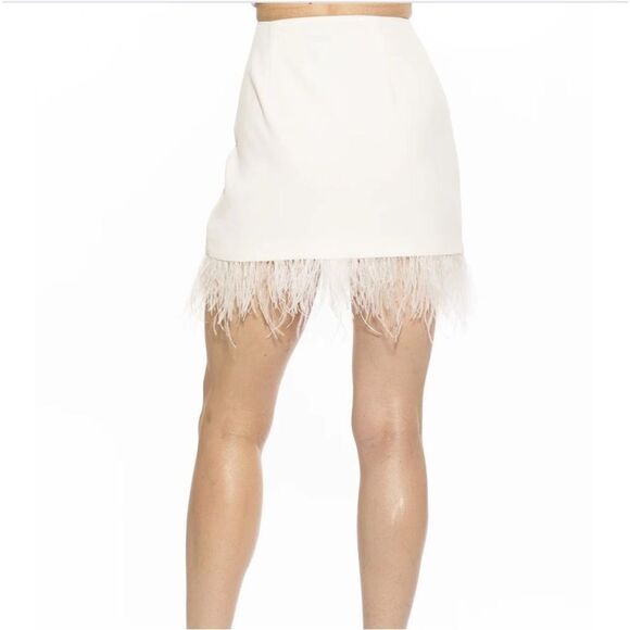NWT Alexia Admor Flora Ostrich Feather Mini Skirt size 6 - Picture 3 of 9